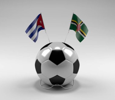 Küba - Dominica Futbol Bayrakları, Beyaz Arkaplan - 3D Render
