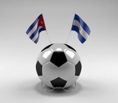 Küba - El-Salvador Futbol Bayrakları, Beyaz Arkaplan - 3D Render