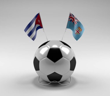 Küba - Fiji Futbol Bayrakları, Beyaz Arkaplan - 3D Render