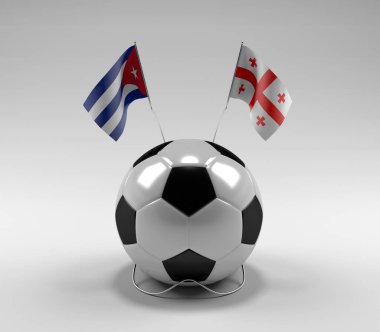 Küba - Gürcistan Futbol Bayrakları, Beyaz Arkaplan - 3D Render