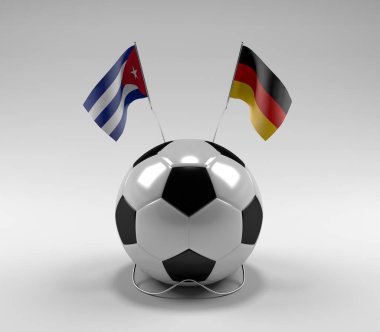 Küba - Almanya Futbol Bayrakları, Beyaz Arkaplan - 3D Render