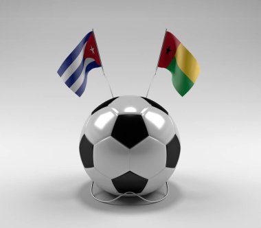Küba - Gine-Bissau Futbol Bayrakları, Beyaz Arkaplan - 3D Render