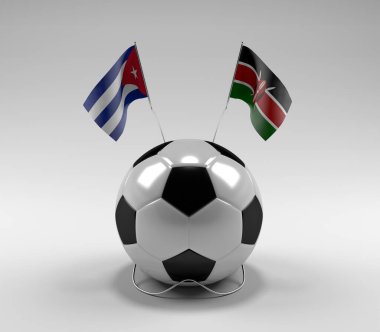 Küba - Kenya Futbol Bayrakları, Beyaz Arkaplan - 3D Render