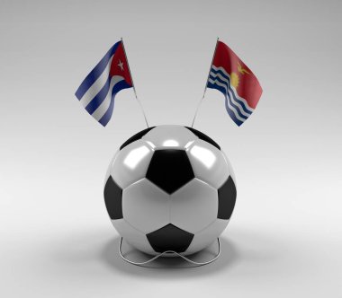 Küba - Kiribati Futbol Bayrakları, Beyaz Arkaplan - 3D Render