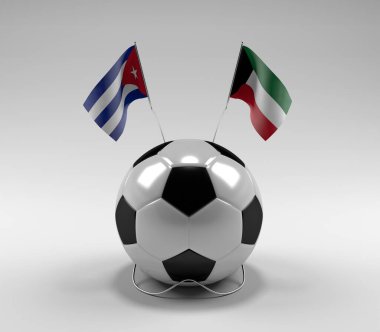 Küba - Kuveyt Futbol Bayrakları, Beyaz Arkaplan - 3D Render