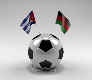 Küba - Malavi Futbol Bayrakları, Beyaz Arkaplan - 3D Render