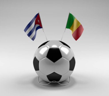 Küba - Mali Futbol Bayrakları, Beyaz Arkaplan - 3D Render