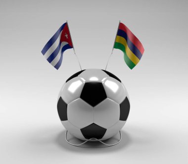 Küba - Mauritius Futbol Bayrakları, Beyaz Arkaplan - 3D Render