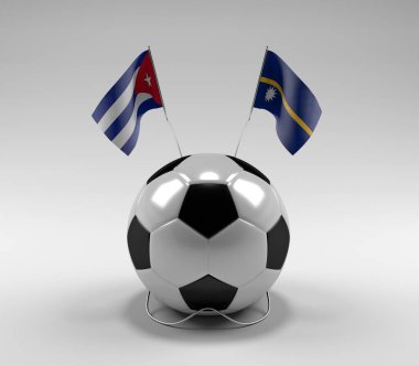 Küba - Nauru Futbol Bayrakları, Beyaz Arkaplan - 3D Render