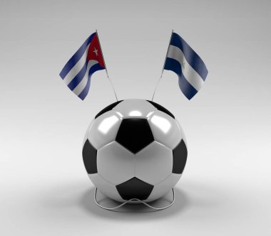 Küba - Nikaragua Futbol Bayrakları, Beyaz Arkaplan - 3D Render