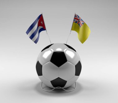 Küba - Niue Futbol Bayrakları, Beyaz Arkaplan - 3D Render