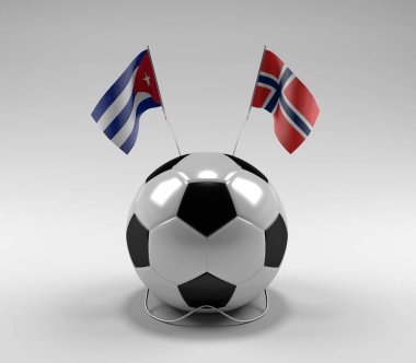 Küba - Norveç Futbol Bayrakları, Beyaz Arkaplan - 3D Render
