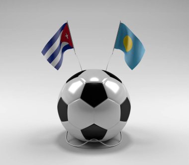 Küba - Palau Futbol Bayrakları, Beyaz Arkaplan - 3D Render