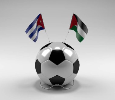 Küba - Filistin Futbol Bayrakları, Beyaz Arkaplan - 3D Render