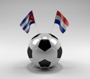 Küba - Paraguay Futbol Bayrakları, Beyaz Arkaplan - 3D Render