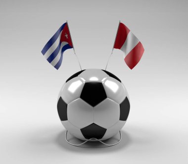 Küba - Peru Futbol Bayrakları, Beyaz Arkaplan - 3D Render