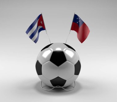 Küba - Samoa Futbol Bayrakları, Beyaz Arkaplan - 3D Render