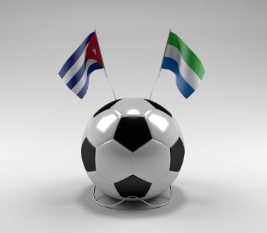 Küba - Sierra-Leone Futbol Bayrakları, Beyaz Arkaplan - 3D Render