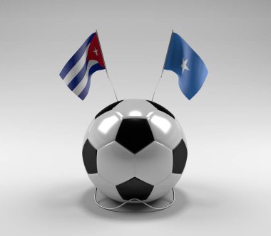 Küba - Somali Futbol Bayrakları, Beyaz Arkaplan - 3D Render