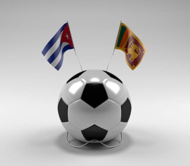 Küba - Sri-Lanka Futbol Bayrakları, Beyaz Arkaplan - 3D Render