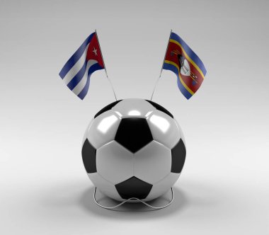 Küba - Svaziland Futbol Bayrakları, Beyaz Arkaplan - 3D Render