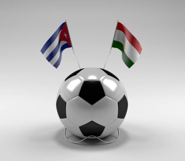 Küba - Tacikistan Futbol Bayrakları, Beyaz Arkaplan - 3D Render