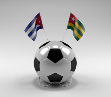 Küba - Togo Futbol Bayrakları, Beyaz Arkaplan - 3D Render
