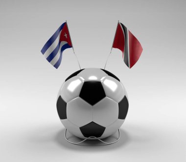 Küba - Trinidad ve Tobago Futbol Bayrakları, Beyaz Arkaplan - 3D Render