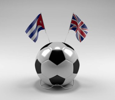 Küba - Birleşik Krallık Futbol Bayrakları, Beyaz Arkaplan - 3D Render