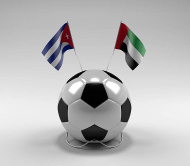 Küba - Birleşik Arap-Emirlikleri Futbol Bayrakları, Beyaz Arkaplan - 3D Render