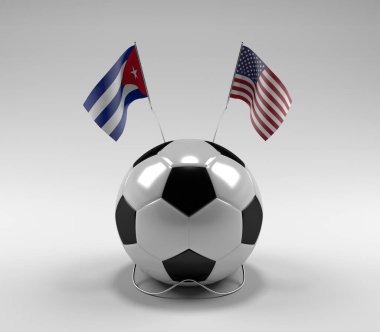 Küba - Amerika Birleşik Devletleri Futbol Bayrakları, Beyaz Arkaplan - 3D Render