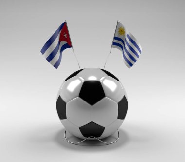 Küba - Uruguay Futbol Bayrakları, Beyaz Arkaplan - 3D Render