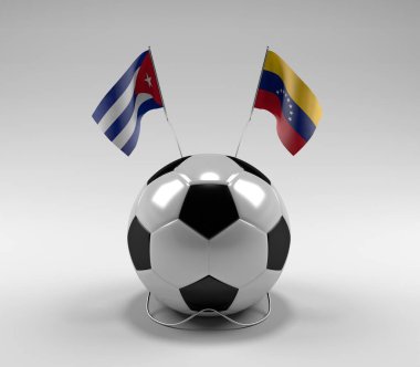 Küba - Venezuela Futbol Bayrakları, Beyaz Arkaplan - 3D Render