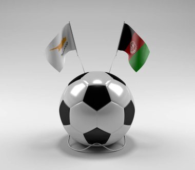 Kıbrıs - Afganistan Futbol Bayrakları, Beyaz Arkaplan - 3D Hazırlama