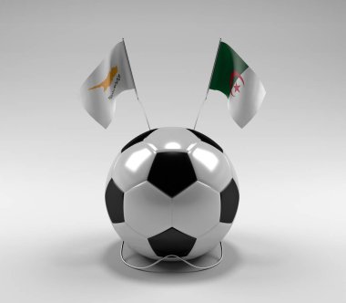 Kıbrıs - Cezayir Futbol Bayrakları, Beyaz Arkaplan - 3D Render