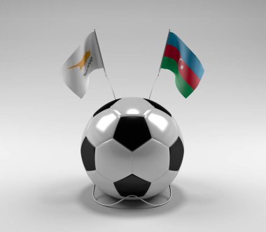 Kıbrıs - Azerbaycan Futbol Bayrakları, Beyaz Arkaplan - 3D Render