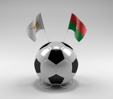 Kıbrıs - Burkina-Faso Futbol Bayrakları, Beyaz Arkaplan - 3D Render