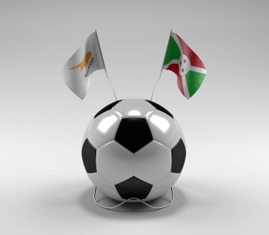 Kıbrıs - Burundi Futbol Bayrakları, Beyaz Arkaplan - 3D Render