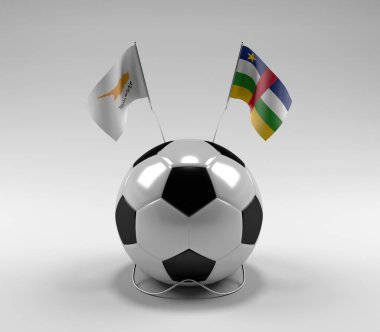 Kıbrıs - Orta Afrika Cumhuriyeti Futbol Bayrakları, Beyaz Arkaplan - 3D Render