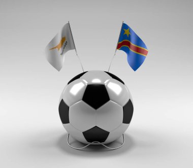 Kıbrıs - Kongo Demokratik Cumhuriyeti Futbol Bayrakları, Beyaz Arkaplan - 3D Render