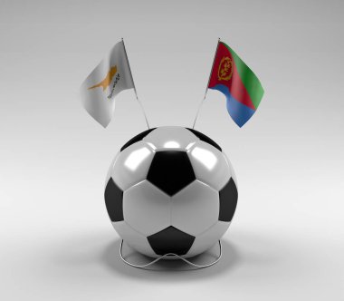 Kıbrıs - Eritre Futbol Bayrakları, Beyaz Arkaplan - 3D Render