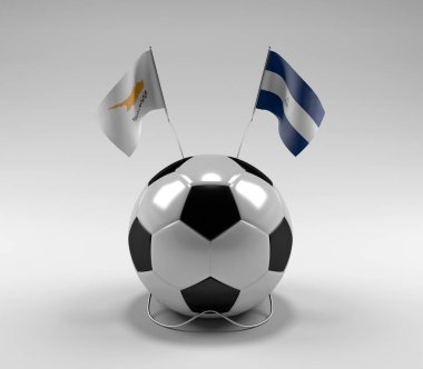 Kıbrıs - Nikaragua Futbol Bayrakları, Beyaz Arkaplan - 3D Render