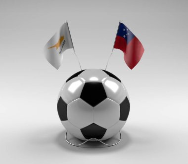 Kıbrıs - Samoa Futbol Bayrakları, Beyaz Arkaplan - 3D Render