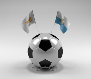 Kıbrıs - San-Marino Futbol Bayrakları, Beyaz Arkaplan - 3D Render