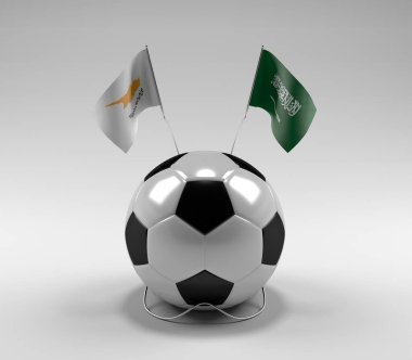 Kıbrıs - Suudi Arabistan Futbol Bayrakları, Beyaz Arkaplan - 3D Render
