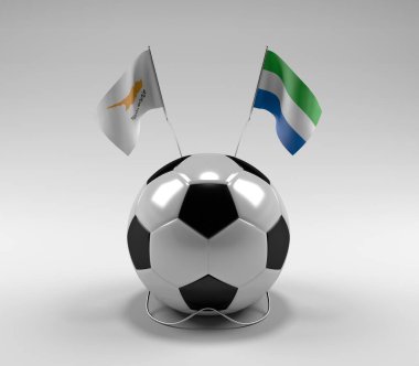 Kıbrıs - Sierra-Leone Futbol Bayrakları, Beyaz Arkaplan - 3D Render