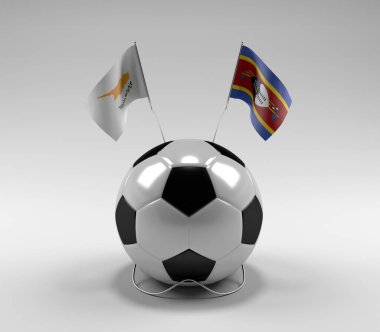 Kıbrıs - Svaziland Futbol Bayrakları, Beyaz Arkaplan - 3D Render