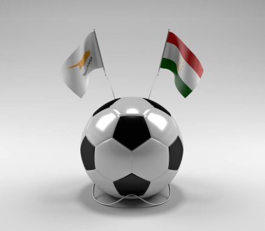 Kıbrıs - Tacikistan Futbol Bayrakları, Beyaz Arkaplan - 3D Render
