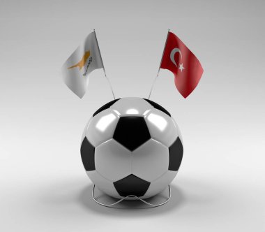 Kıbrıs - Türkiye Futbol Bayrakları, Beyaz Arkaplan - 3D Hazırlama