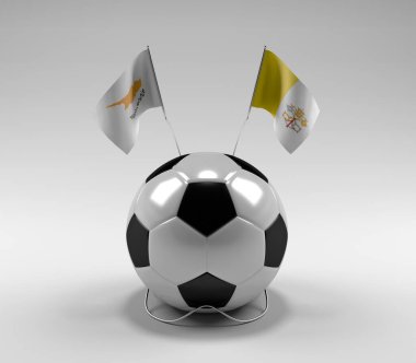 Kıbrıs - Vatikan-Şehir Futbol Bayrakları, Beyaz Arkaplan - 3D Render